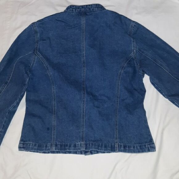 Vintage Crop Baccini Military Style Jean Jacket Lg - Picture 4 of 7